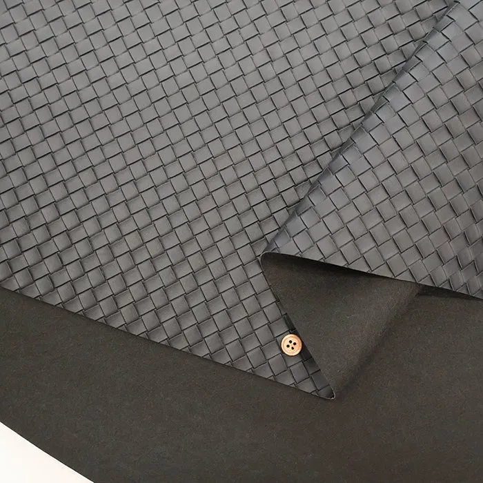 Embossed Faux Leather Fabric - Basket Pattern
