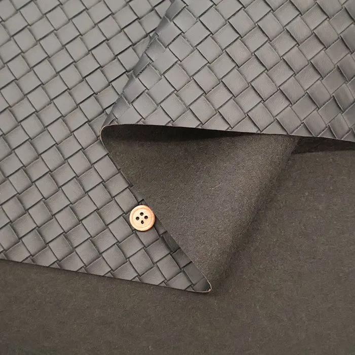 Embossed Faux Leather Fabric - Basket Pattern