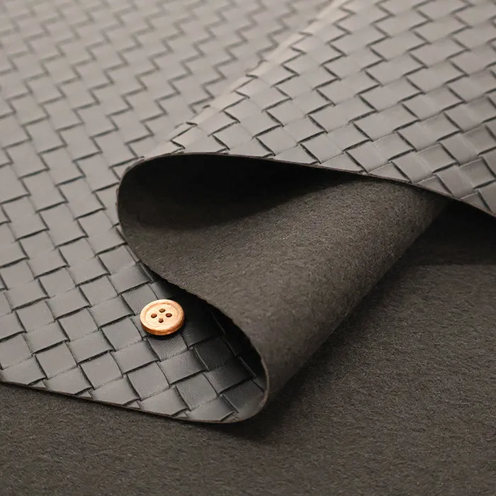 Embossed Faux Leather Fabric - Basket Pattern