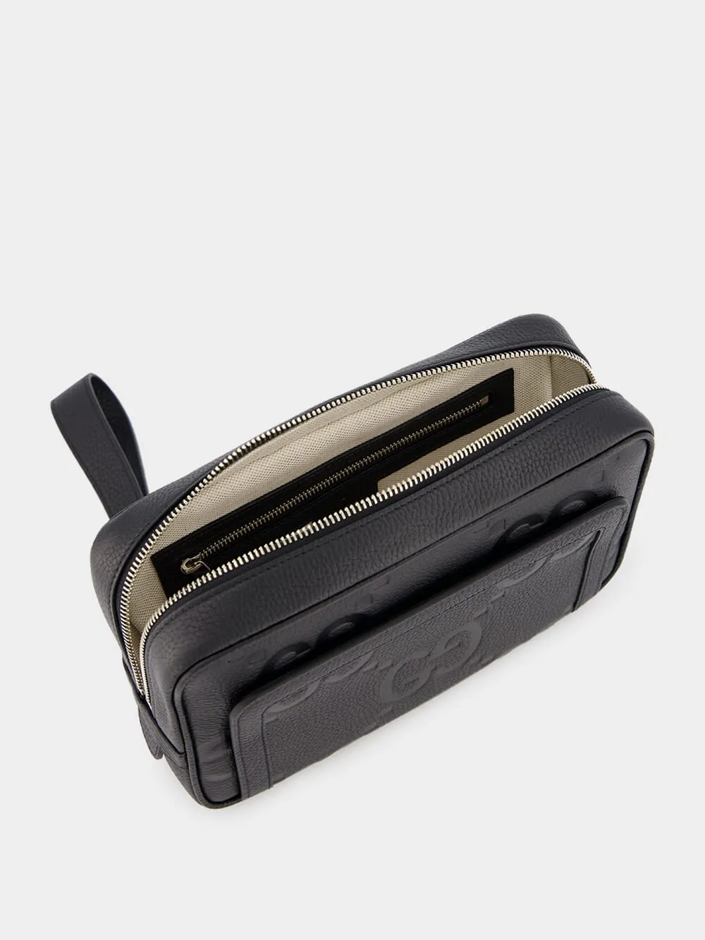 Embossed Logo Leather Pouch