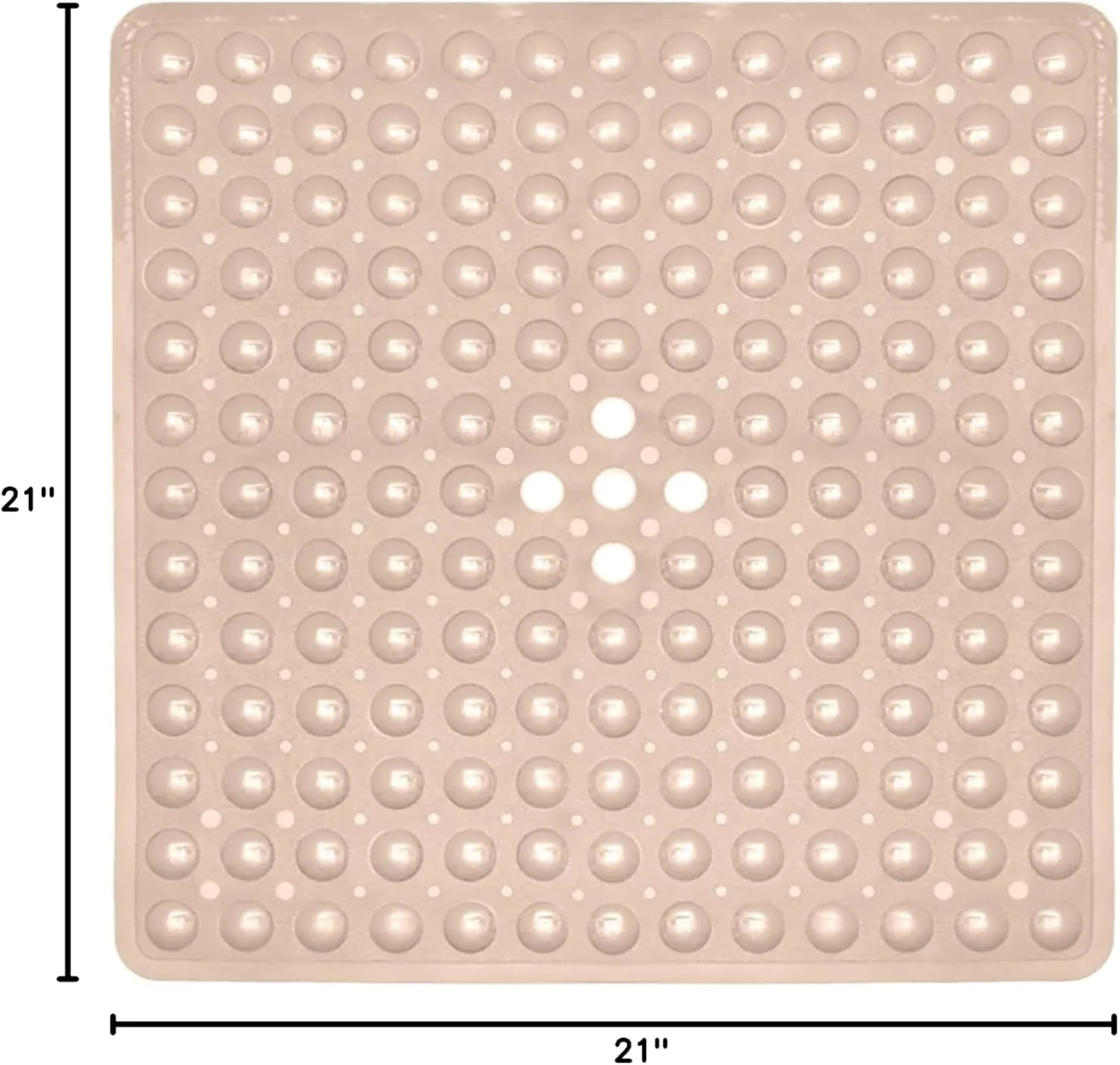 ENKOSI 21 x 21 inch Square Non-Slip Shower Mat – Anti-Slip Shower Mats for Inside Shower – Secure Grip for Shower Stall Floors – Quick-Dry with Drain Holes (21x21 Beige)