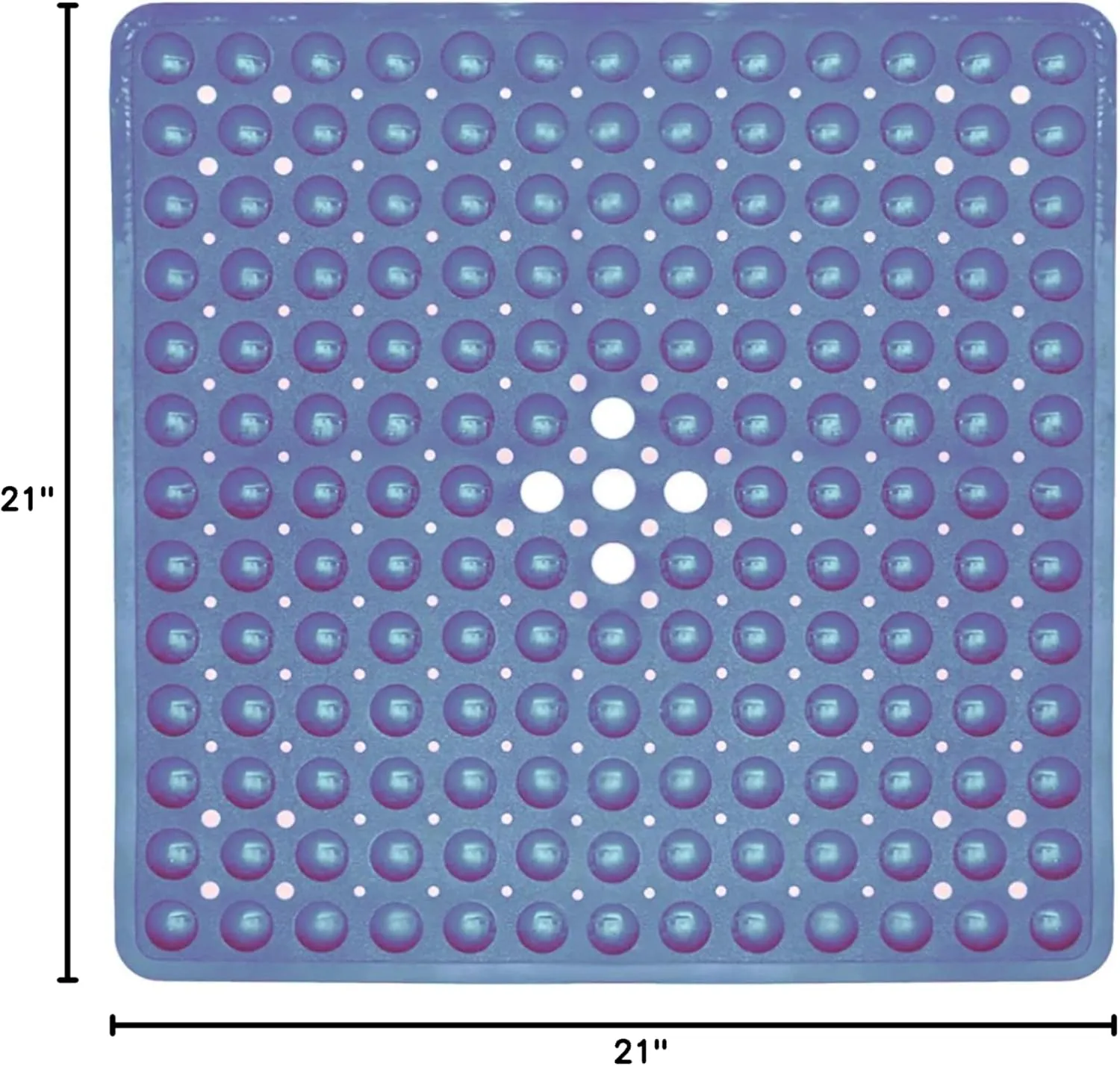 ENKOSI Square Shower Mat – 21 x 21 Inch Non-Slip Bathroom Shower Stall Mat with Suction Cups and Drain Holes – Anti-Slip Bathtub Shower Mats for Inside Shower (21x21 Aqua Blue)