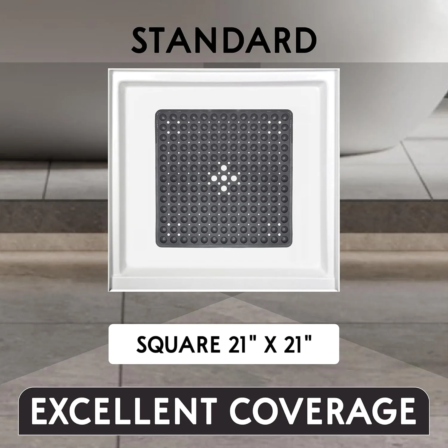 ENKOSI Square Shower Mat – 21 x 21 Inch Non-Slip Bathroom Shower Stall Mat with Suction Cups and Drain Holes – Anti-Slip Bathtub Shower Mats for Inside Shower (21x21 Aqua Blue)
