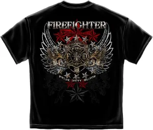 Erazor Bits Firefighter T-Shirt 100% Cotton Firefighter T Shirt Elite Breed Pride Duty Honor Silver Foil Firefighter Shirt