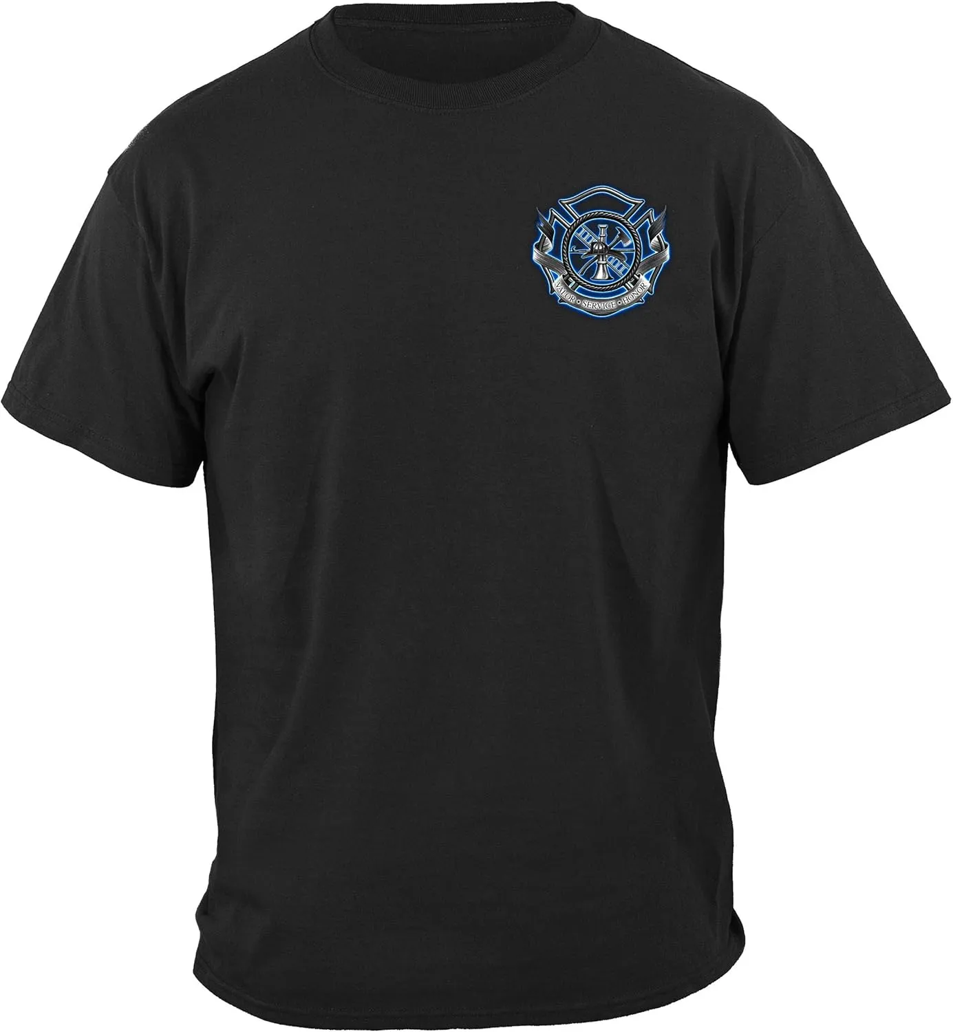 Erazor Bits Firefighter T Shirt - Distressed Double Flagged Brotherhood - Gold Foil Tshirt