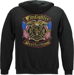 Erazor Bits Firefighter T Shirt - Distressed Double Flagged Brotherhood - Gold Foil Tshirt