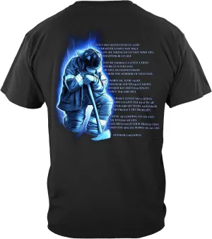 Erazor Bits Firefighter T Shirt - Distressed Double Flagged Brotherhood - Gold Foil Tshirt