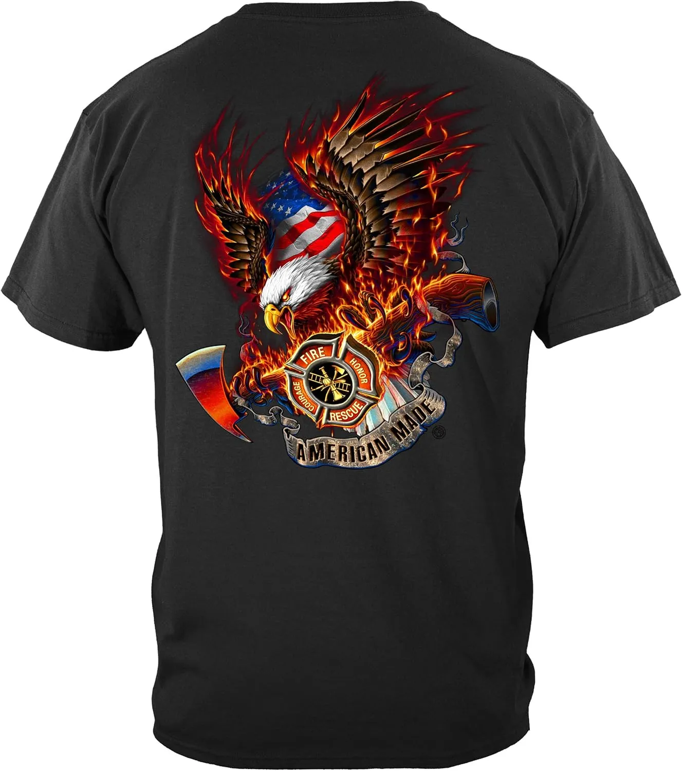 Erazor Bits Firefighter T Shirt Steel Fire Wings with Foil Stamp T Shirt