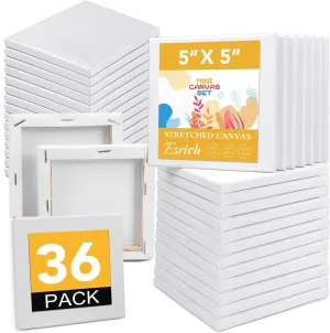 ESRICH Small Canvas Pack of 36, 5x5In Blank Canvases for Painting, Home Decor Projects