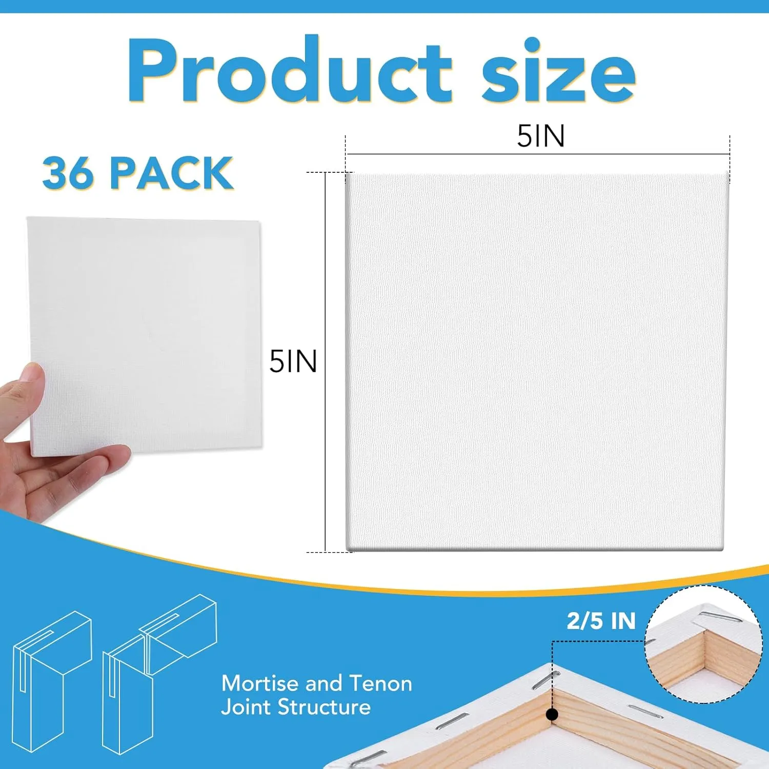 ESRICH Small Canvas Pack of 36, 5x5In Blank Canvases for Painting, Home Decor Projects