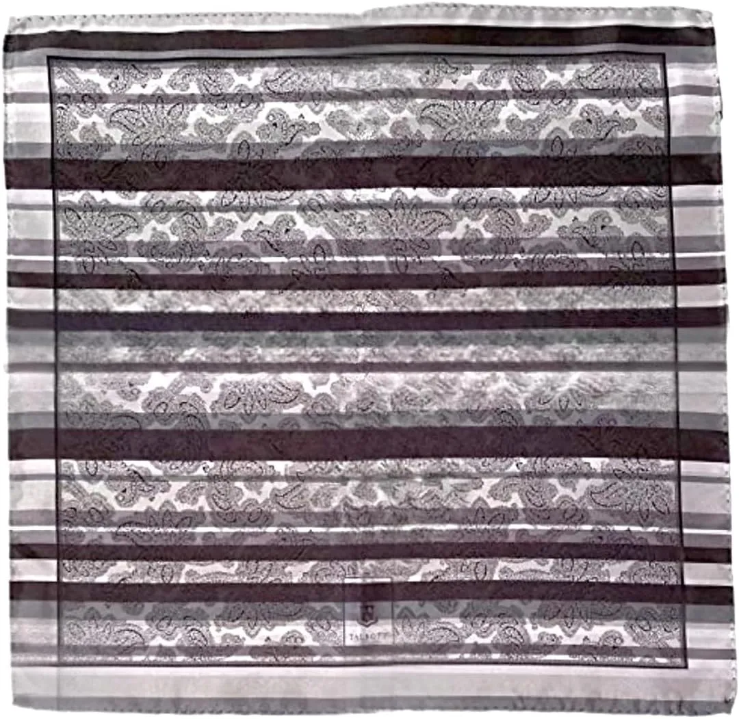 ESTATE MEN'S METALLIC GRADIENT PAISLEY STRIPE ITALIAN SILK POCKET SQUARE