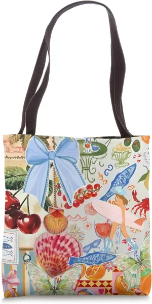 European Summer Coquette Collage Cute Coastal Tote Bag