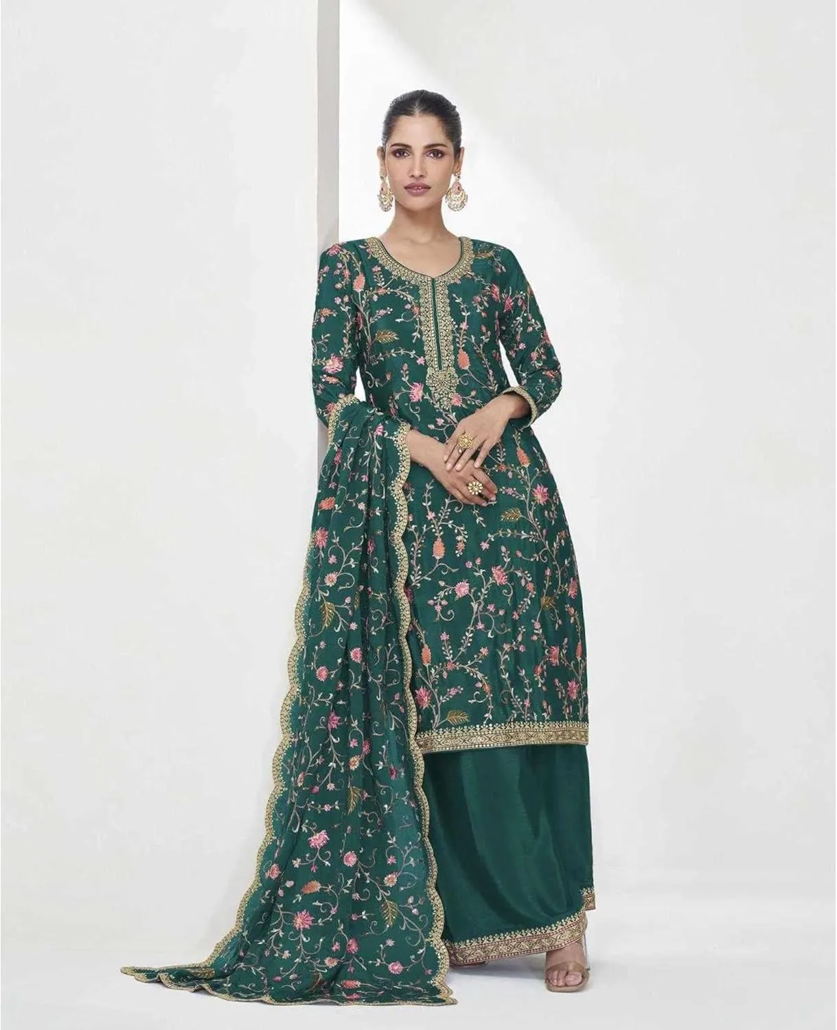 Event Special Embroidered Work Indian Pakistani Sewn Salwar Kameez Palazzo Drerss