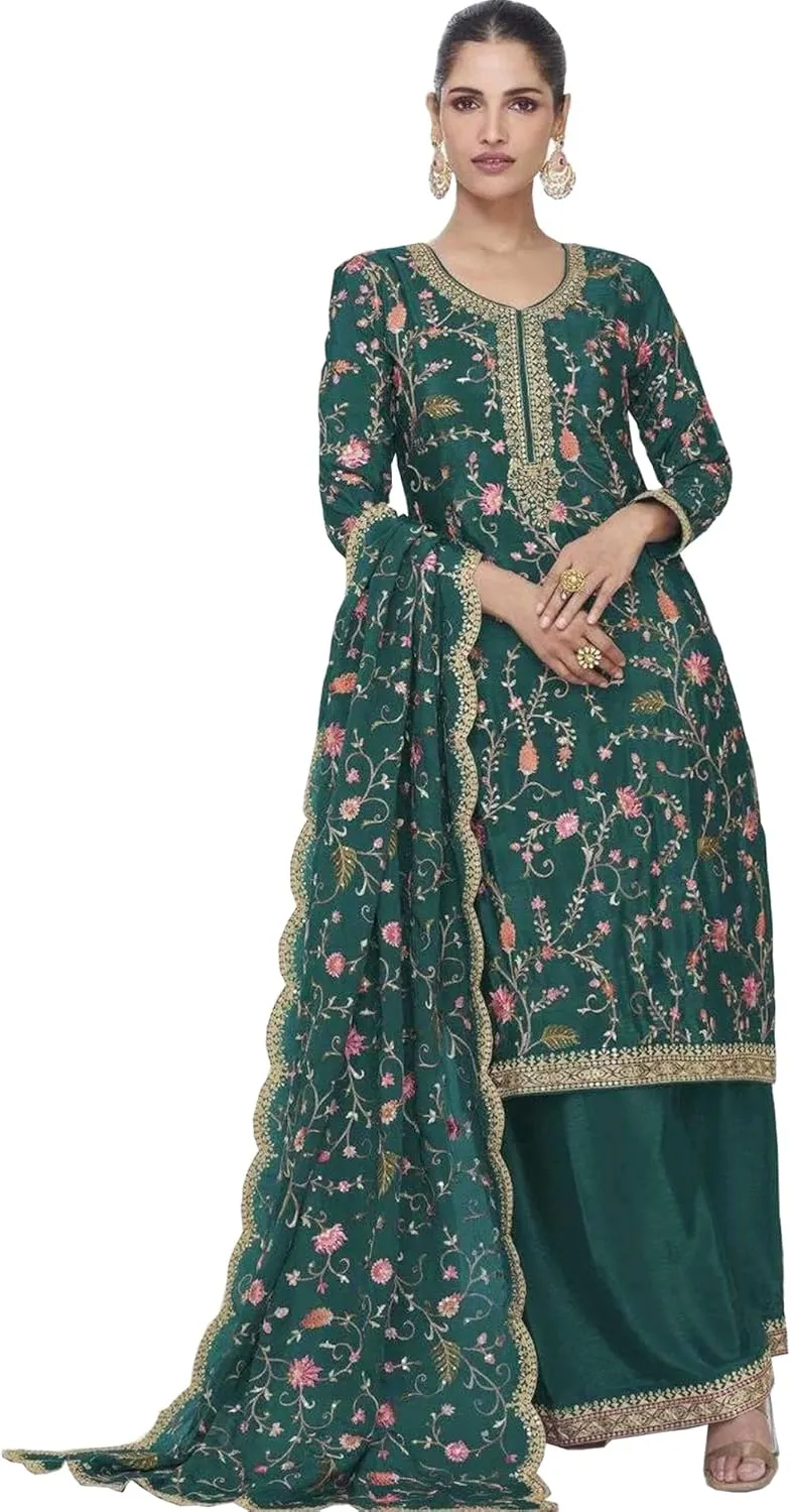 Event Special Embroidered Work Indian Pakistani Sewn Salwar Kameez Palazzo Drerss