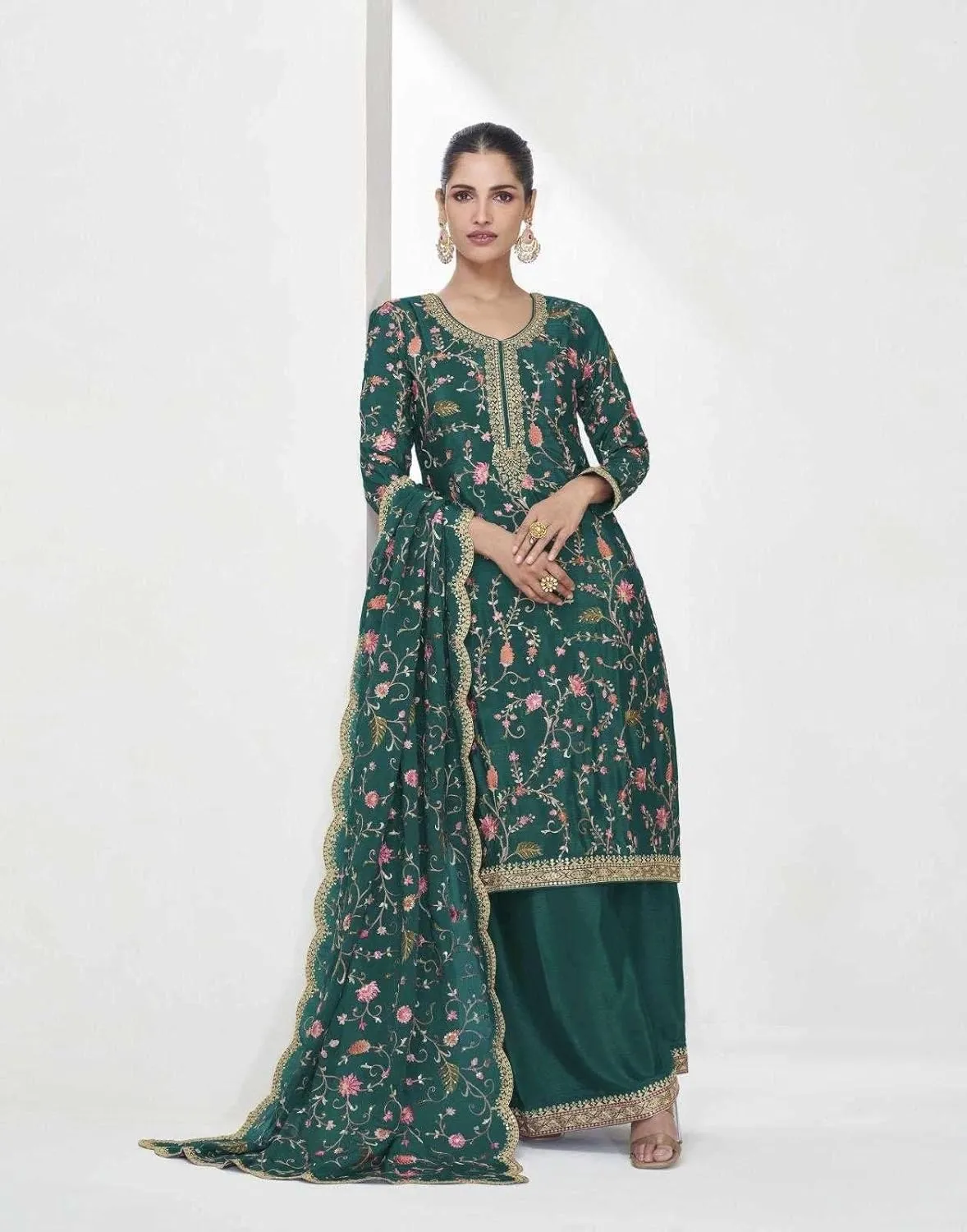 Event Special Embroidered Work Indian Pakistani Sewn Salwar Kameez Palazzo Drerss