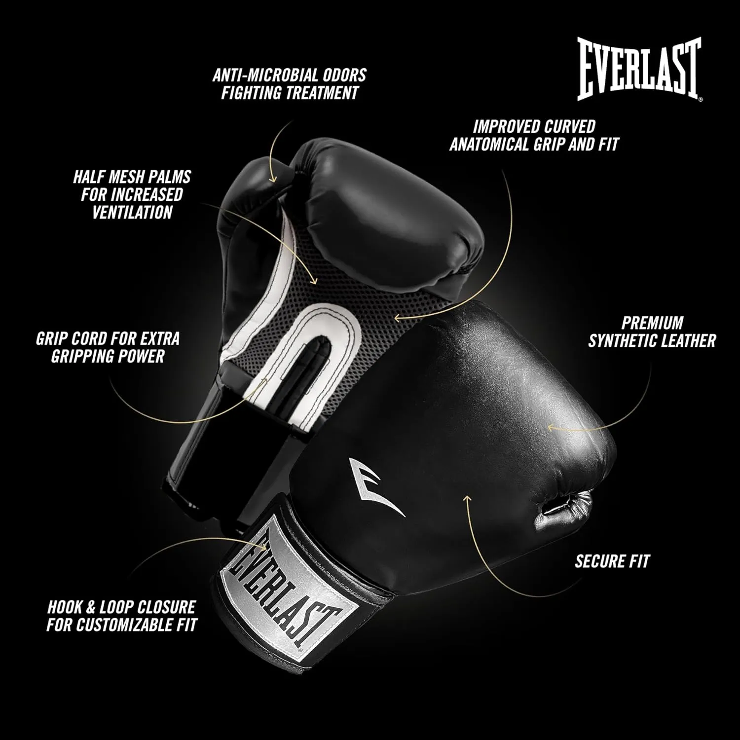 Everlast Prostyle 2 Boxing Gloves, Entry Level Training Gloves for Men and Women, Secure Fit Hook and Loop Closure & Ventilation, Heavy Bag & Speedbag Training