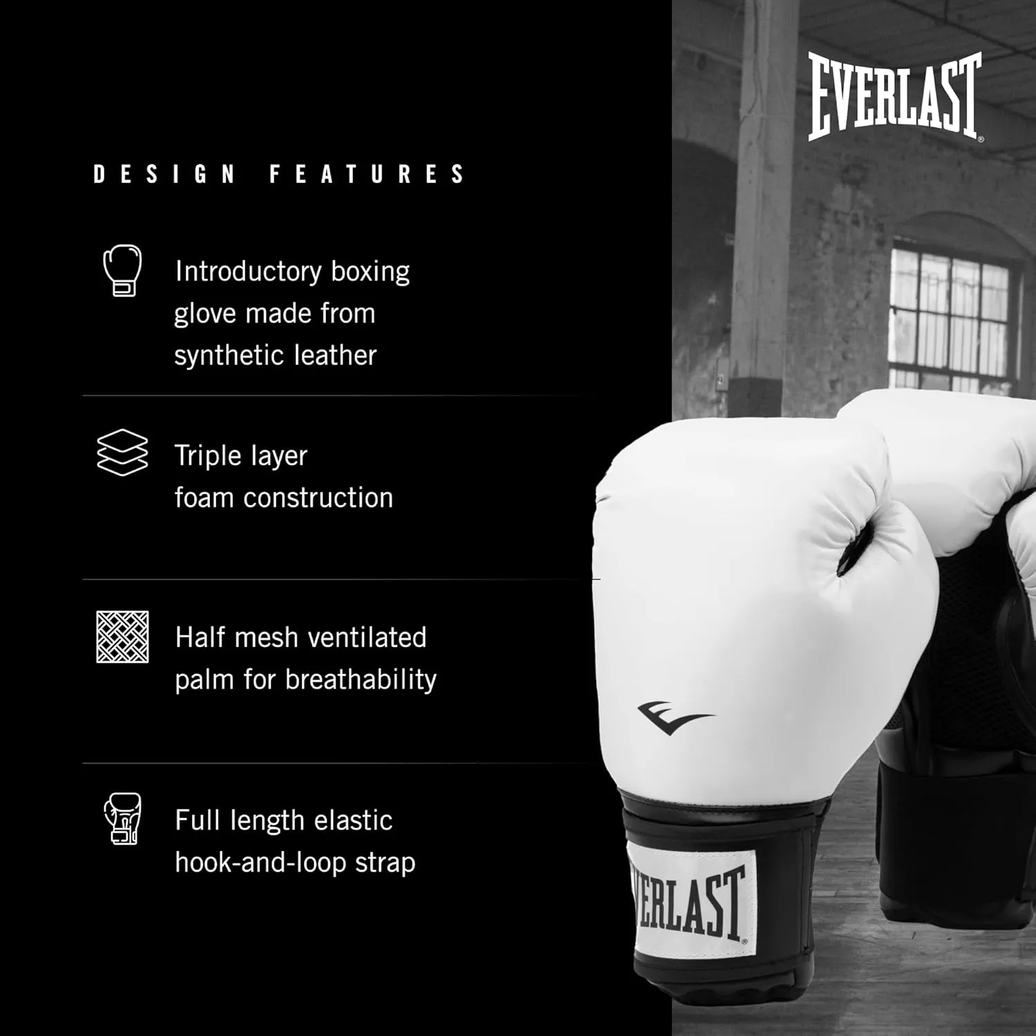Everlast Prostyle 2 Boxing Gloves, Entry Level Training Gloves for Men and Women, Secure Fit Hook and Loop Closure & Ventilation, Heavy Bag & Speedbag Training