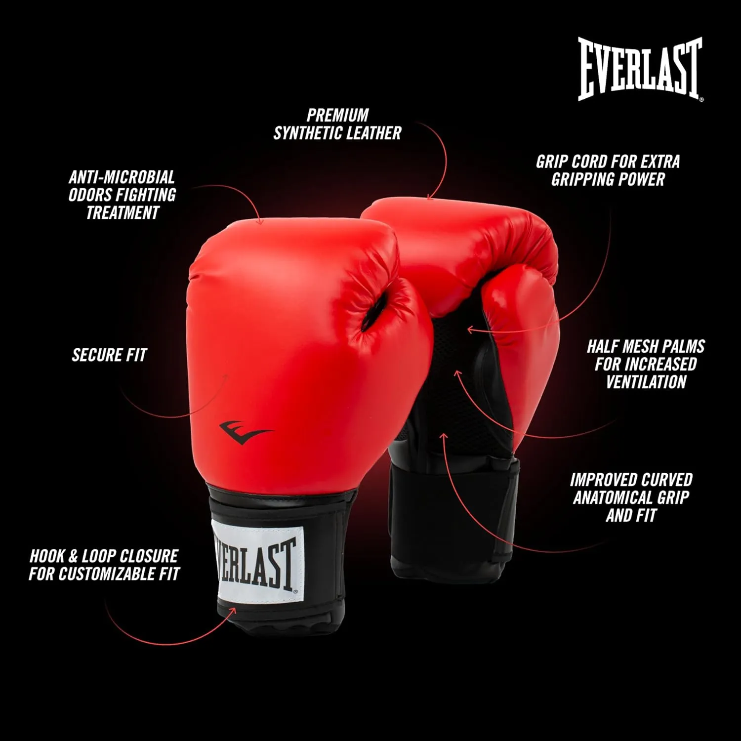 Everlast Prostyle 2 Boxing Gloves, Entry Level Training Gloves for Men and Women, Secure Fit Hook and Loop Closure & Ventilation, Heavy Bag & Speedbag Training