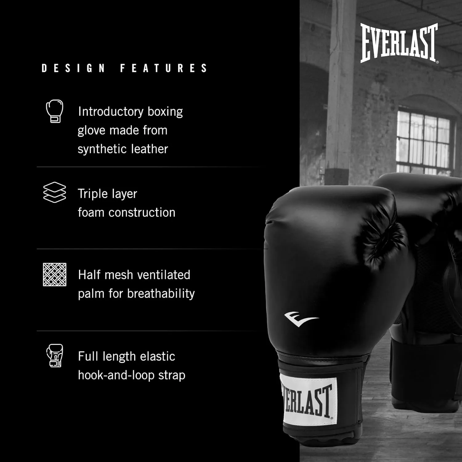 Everlast Prostyle 2 Youth Boxing Gloves, Entry Level Training Gloves for Men and Women, Secure Fit Hook and Loop Closure & Ventilation, Heavy Bag & Speedbag Training.