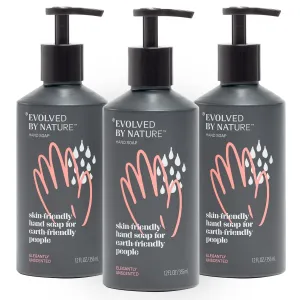 Evolved By Nature Liquid Hand Soap, 12 Oz (Charcoal, Pack of 3), Unscented- Biodegradable Formula