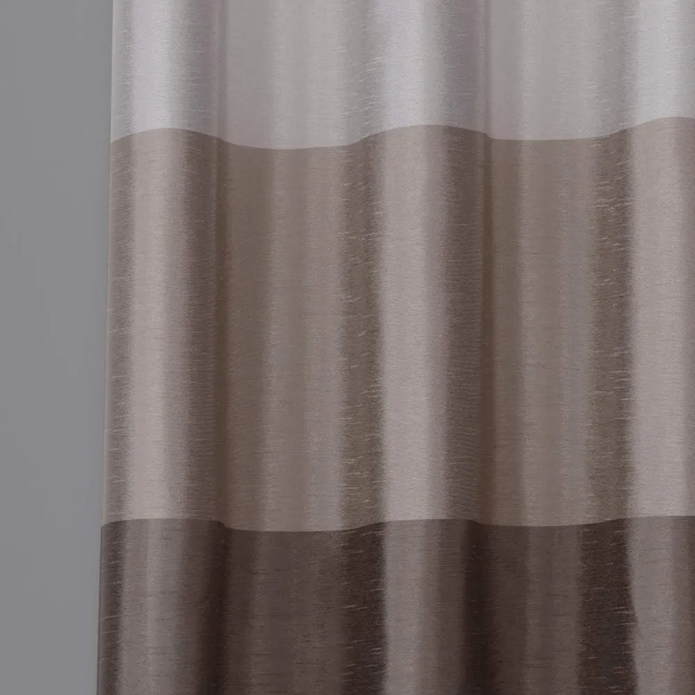 EXCLUSIVE HOME Chateau Striped Faux Silk Grommet Top Curtain Panel Pair, 54"x84", Taupe