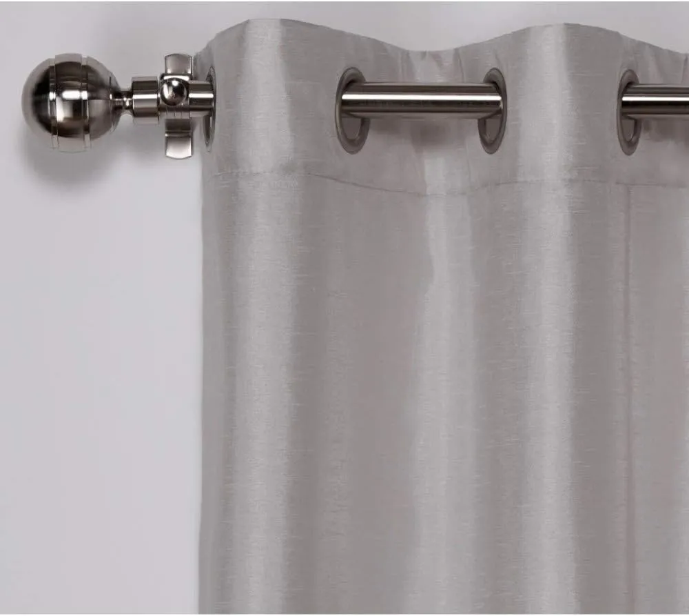 EXCLUSIVE HOME Chateau Striped Faux Silk Grommet Top Curtain Panel Pair, 54"x84", Taupe