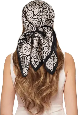 EXTREE 100% Pure Mulberry Silk Scarf Fashion Hair for Women Scarf Lightweight Square Neckerchief 27.5× 27.5 inches