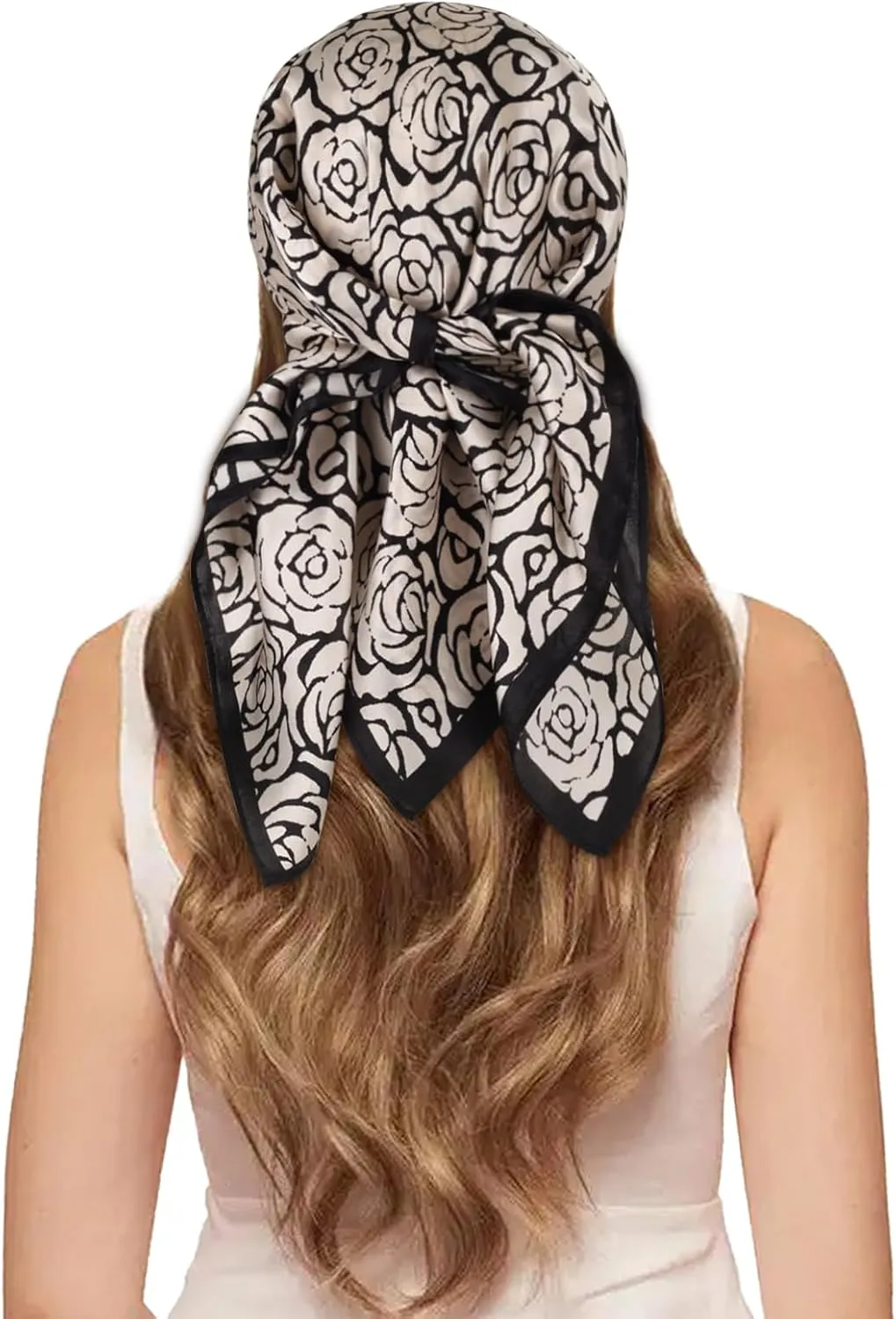 EXTREE 100% Pure Mulberry Silk Scarf Fashion Hair for Women Scarf Lightweight Square Neckerchief 27.5× 27.5 inches