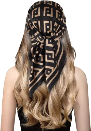 EXTREE 100% Pure Mulberry Silk Scarf Fashion Hair for Women Scarf Lightweight Square Neckerchief 27.5× 27.5 inches