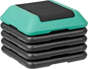 F2C Aerobic Step Exercise Platform Stepper with 4 Risers 16" x 16", Adjustable Height 4"-6''-8''-10''-12" Home Gym Workout Equipment, Fitness Exercise Equipment, Workout Stair Stepper