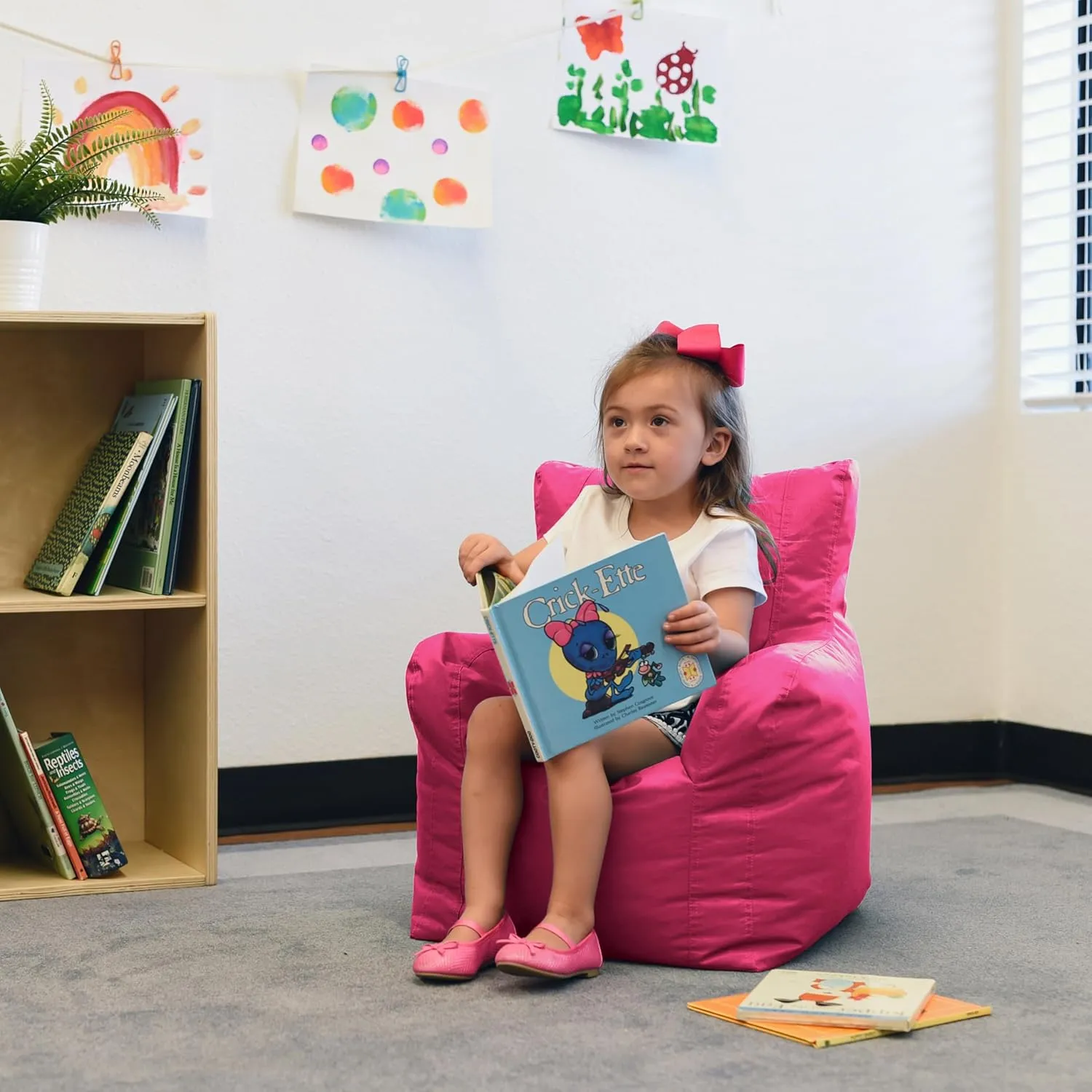 Factory Direct Partners 10483-RS Cali Little Bear Sack Bean Bag Chair, Dirt-Resistant Coated Oxford Fabric - Raspberry