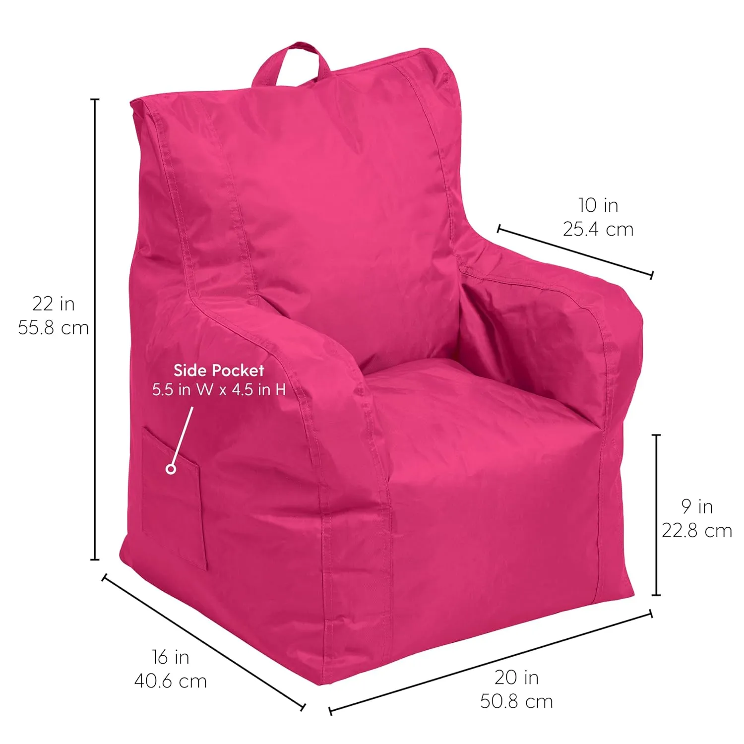 Factory Direct Partners 10483-RS Cali Little Bear Sack Bean Bag Chair, Dirt-Resistant Coated Oxford Fabric - Raspberry