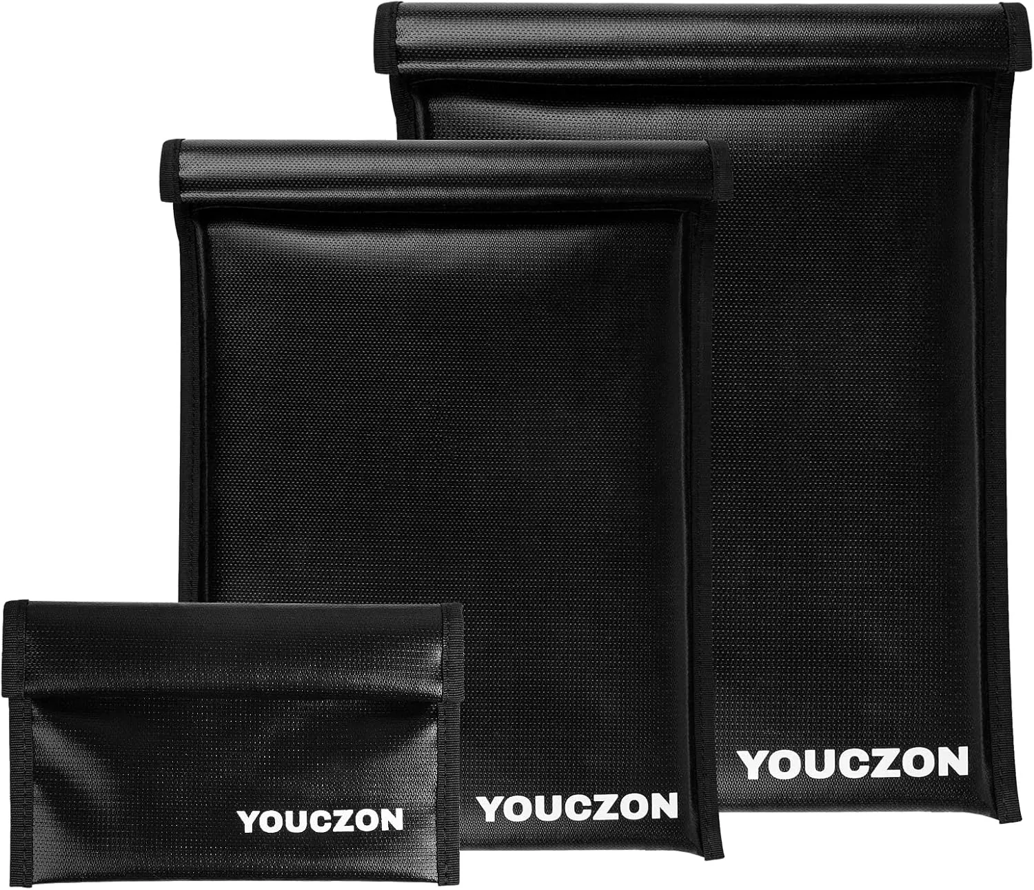 Faraday Bags Fire Water Resistant-Block Signals, 3 Pack Faraday Bags Effective Against Hacking, Tracking, NFC/WiFi/Bluetooth, Faraday Cage Suitable Laptops, Phones (3PCS, Black)
