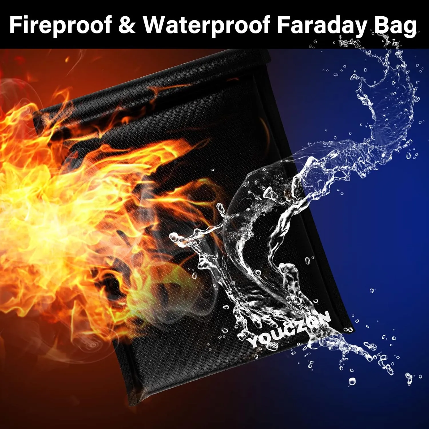 Faraday Bags Fire Water Resistant-Block Signals, 3 Pack Faraday Bags Effective Against Hacking, Tracking, NFC/WiFi/Bluetooth, Faraday Cage Suitable Laptops, Phones (3PCS, Black)