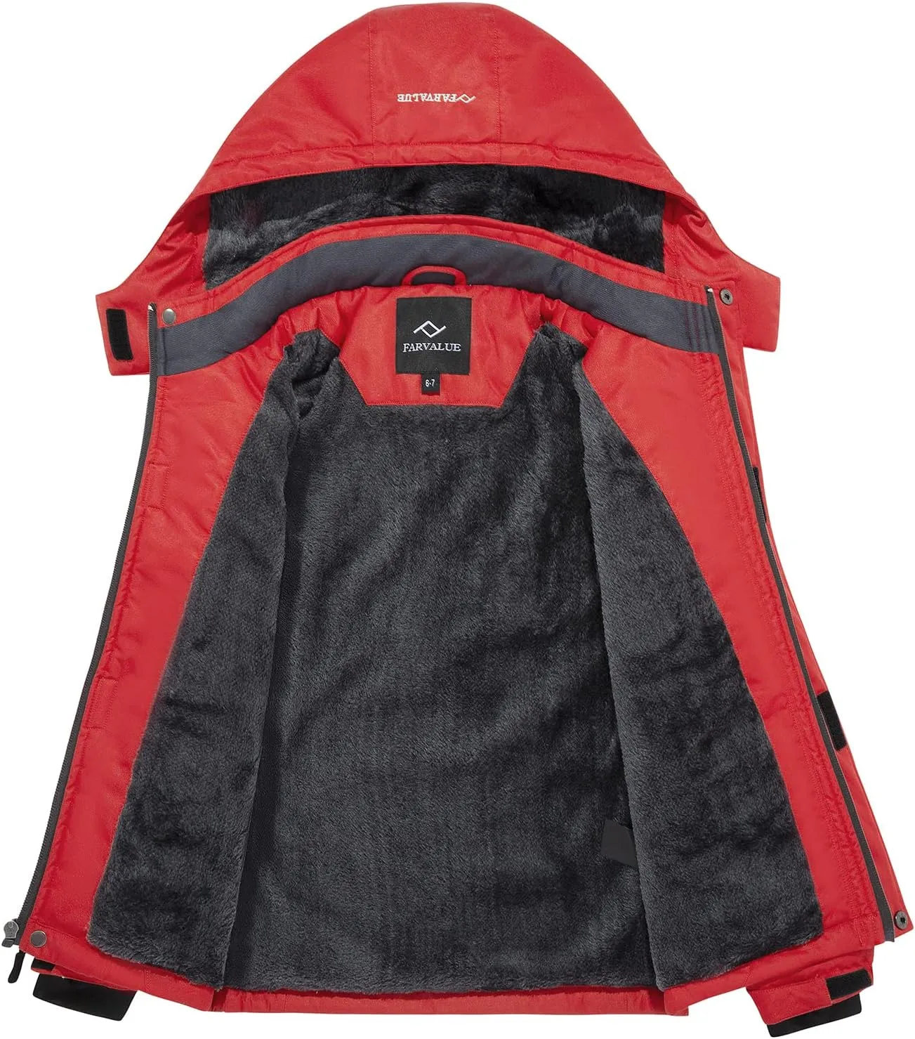 FARVALUE Boys Waterproof Ski Jacket Windproof Winter Coat Warm Snow Coat Outdoor Raincoats Hooded Windbreaker