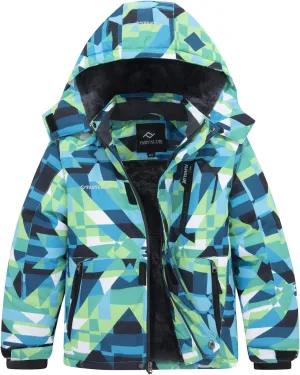 FARVALUE Boys Waterproof Ski Jacket Windproof Winter Coat Warm Snow Coat Outdoor Raincoats Hooded Windbreaker