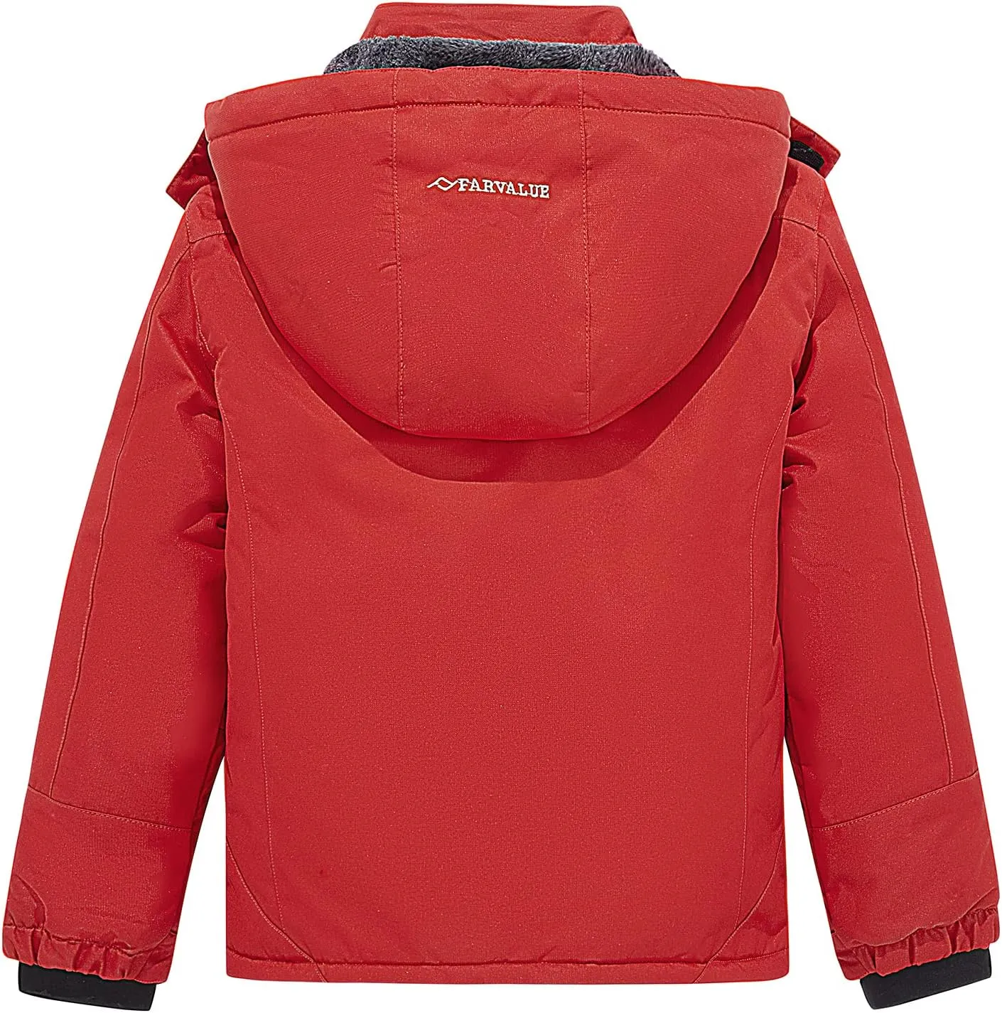 FARVALUE Boys Waterproof Ski Jacket Windproof Winter Coat Warm Snow Coat Outdoor Raincoats Hooded Windbreaker