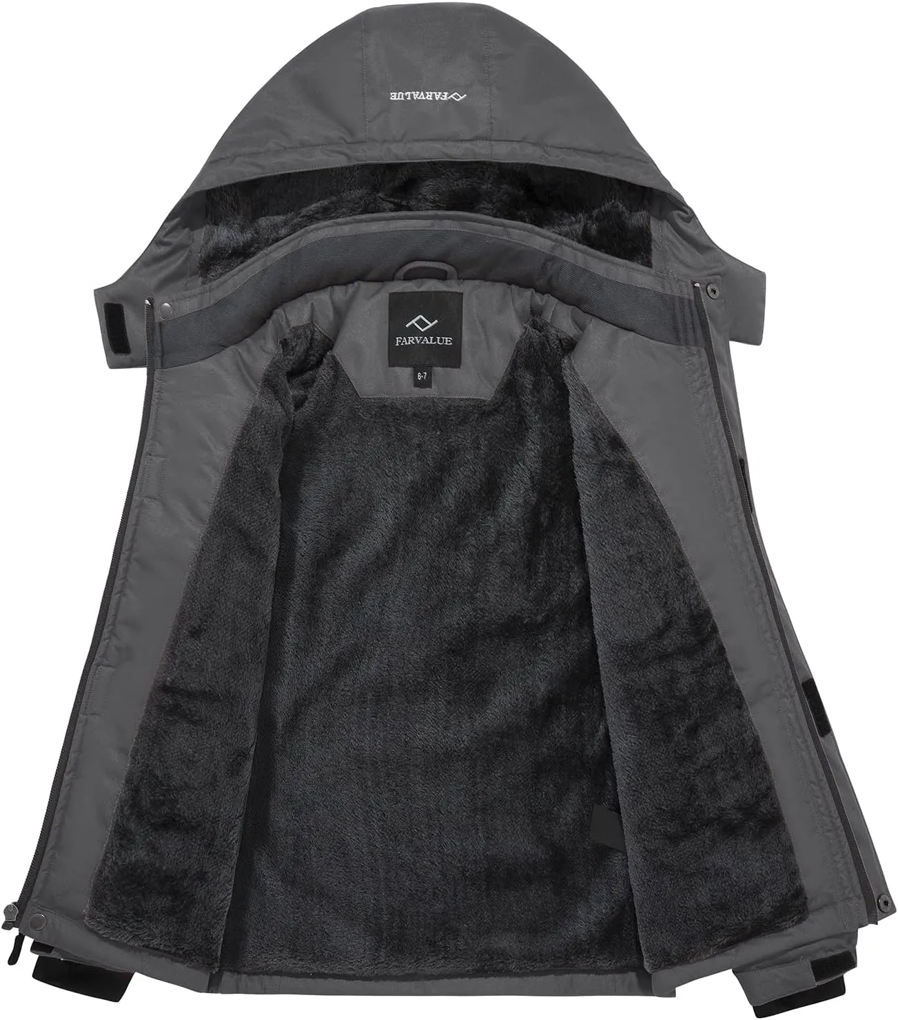 FARVALUE Boys Waterproof Ski Jacket Windproof Winter Coat Warm Snow Coat Outdoor Raincoats Hooded Windbreaker