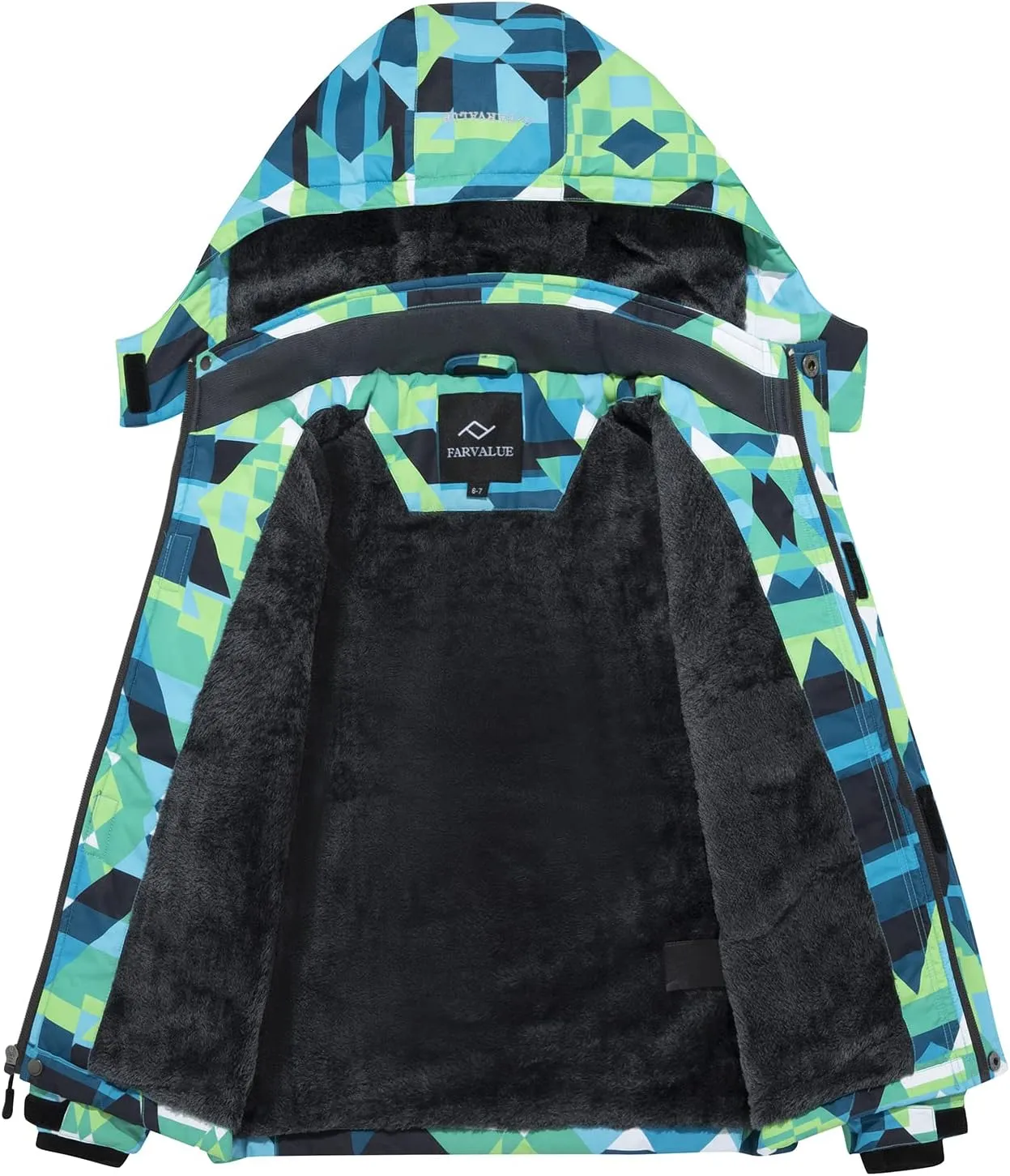 FARVALUE Boys Waterproof Ski Jacket Windproof Winter Coat Warm Snow Coat Outdoor Raincoats Hooded Windbreaker