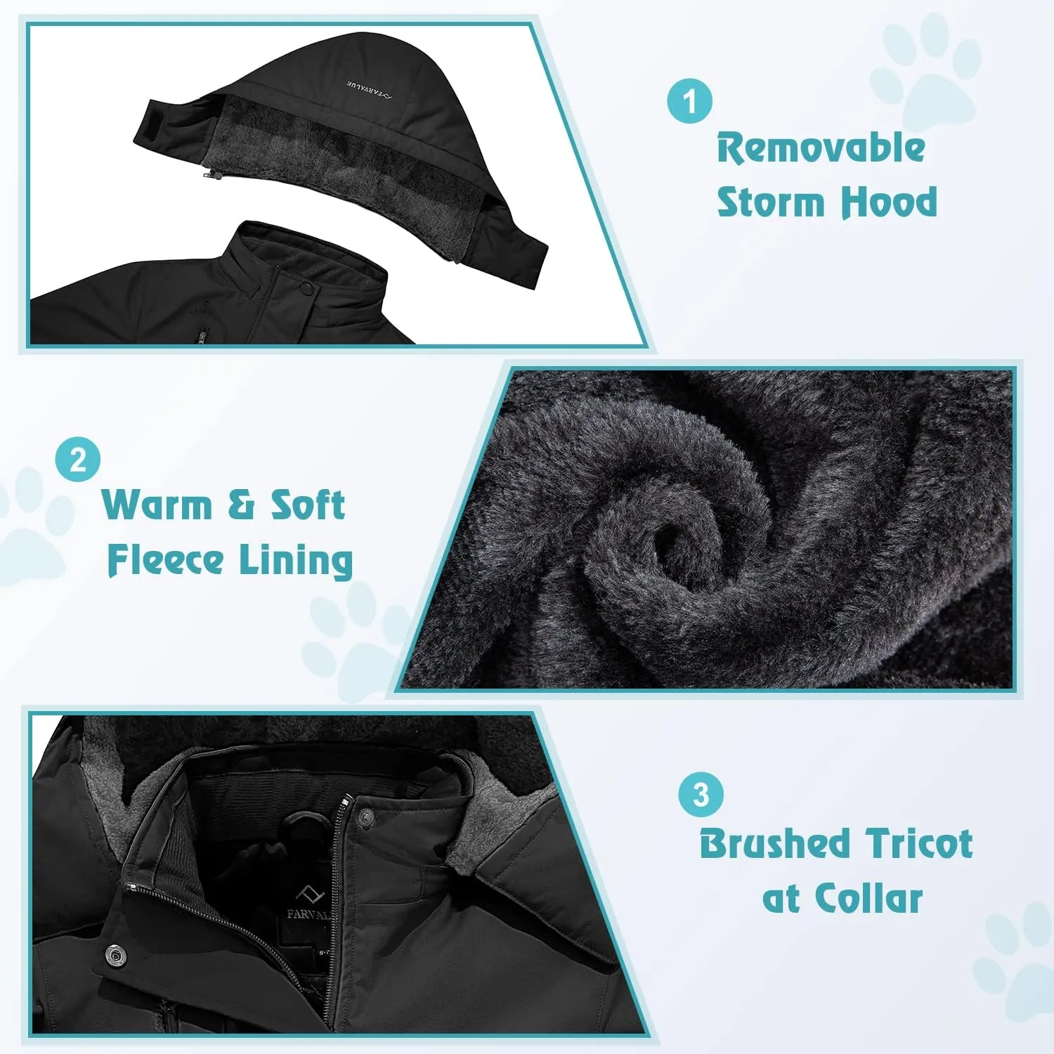FARVALUE Girls Waterproof Ski Jacket Windproof Winter Coat Warm Fleece Snow Coat Outdoor Raincoats Hooded