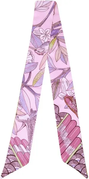 Fashion Natural Flower Bird Printing Handbag Handle Ribbon Scarf Neck Scarf for Women