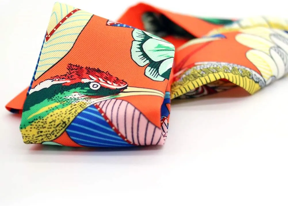 Fashion Natural Flower Bird Printing Handbag Handle Ribbon Scarf Neck Scarf for Women