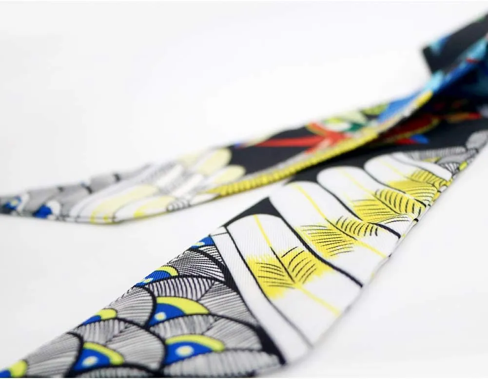 Fashion Natural Flower Bird Printing Handbag Handle Ribbon Scarf Neck Scarf for Women