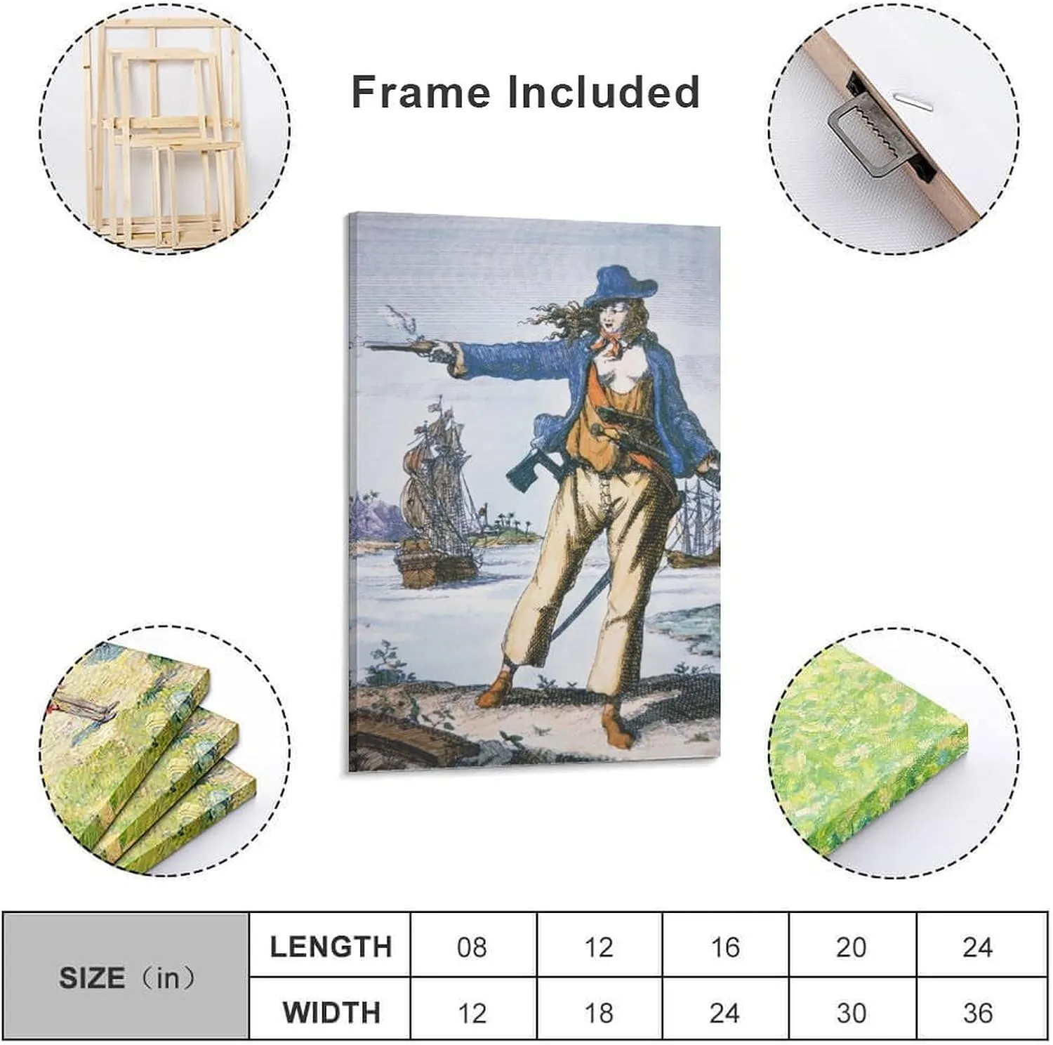 Female Pirate Anne Bonny Canvas Art Poster Picture Modern Office Family Bedroom Decorative Posters Gift Wall Decor Painting Posters 12x18inch(30x45cm)