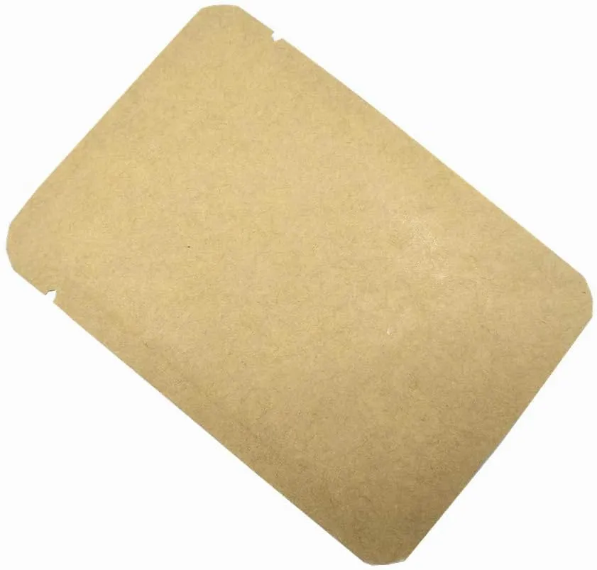 FERENLI 500 Pieces 3.9x5.9 inch (Usable Size 3.5x5.5 inch) Kraft Paper Open Top Vacuum Sealable Bags Mylar Foil Heat Seal Pouches for Sample Food Storage Packaging with Tear Notches