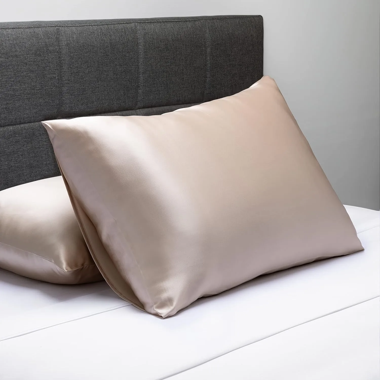 Fishers Finery 19mm 100% Pure Mulberry Silk Pillowcase, Good Housekeeping Quality Tested (Taupe, K)