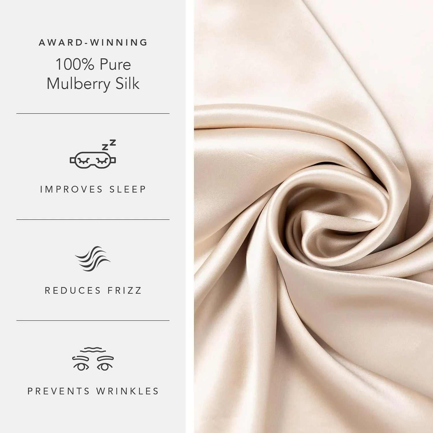 Fishers Finery 19mm 100% Pure Mulberry Silk Pillowcase, Good Housekeeping Quality Tested (Taupe, K)