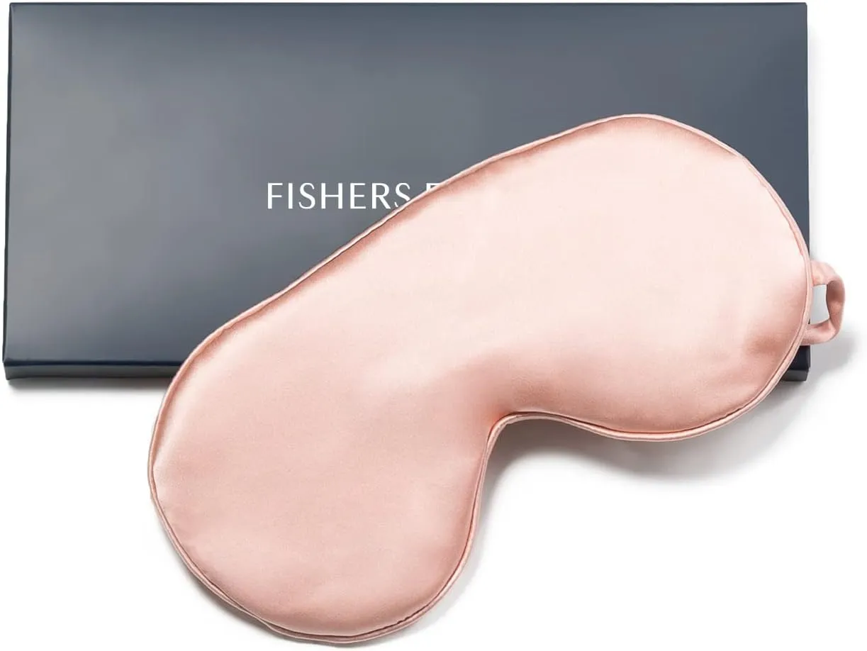 Fishers Finery 25 Momme Pure Mulberry Silk Sleep Eye Mask with Adjustable Strap (Black)