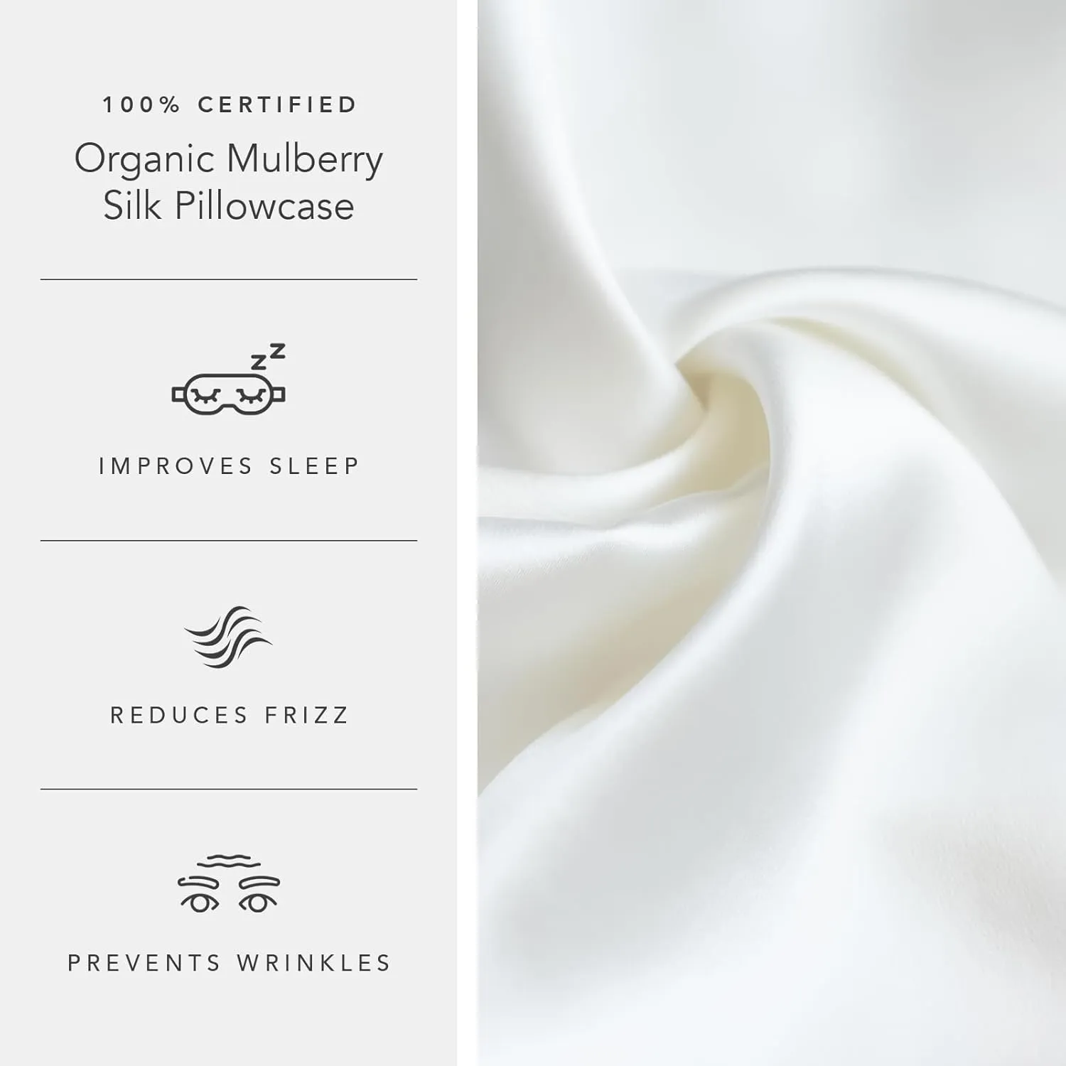 Fishers Finery 25mm 100% Certified Organic Mulberry Silk Pillowcase (Natural Undyed White, S)