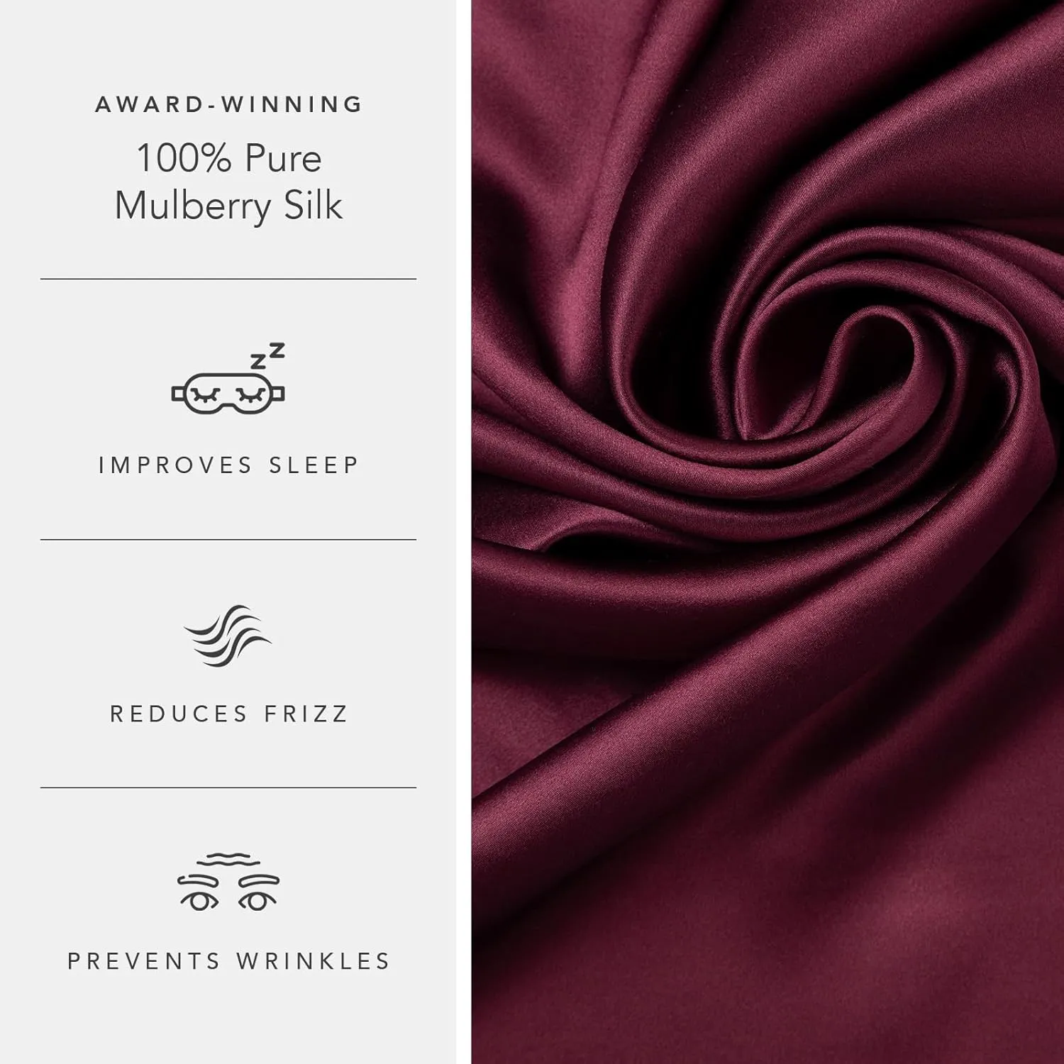 Fishers Finery 25mm 100% Pure Mulberry Silk Pillowcase, Good Housekeeping Winner (Red, Standard)